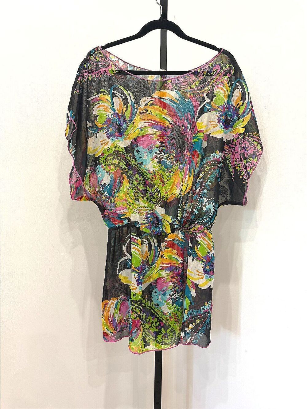 Y2K Xhilaration Medium Multicolor Sheer Floral Tunic Top
